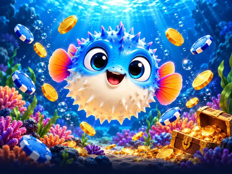 Fugu Casino Willkommenspaket: Kugelfisch zwischen Goldmünzen und Chips
